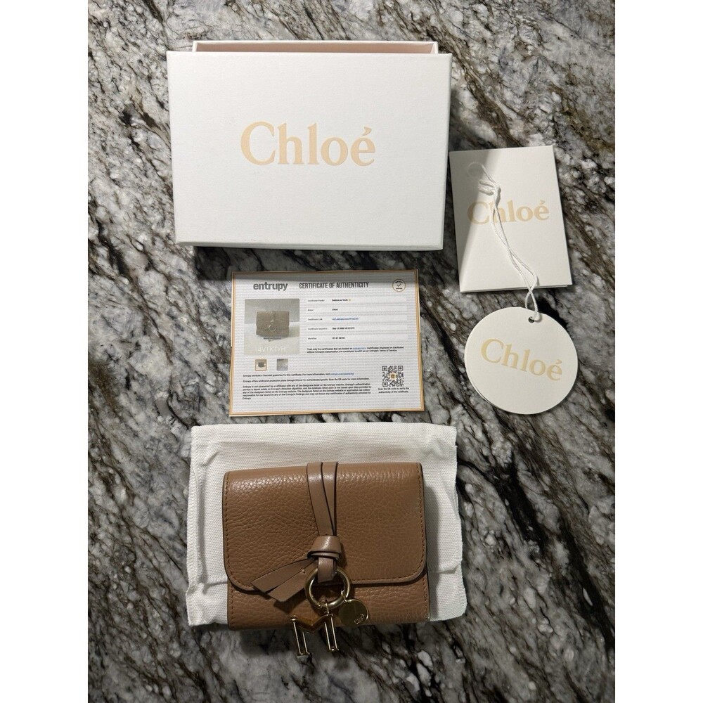 Chloe Cement Brown Alphabet Trifold Wallet Full Inclusion With COA Light Wear